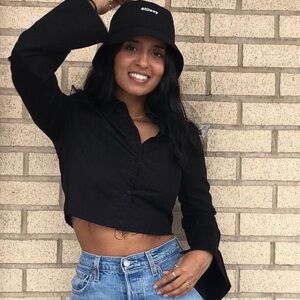 Choosy Black Button-Down Shirt for Women‎ Size Medium